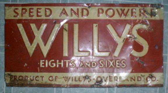 Willys Eights and Sixes Enamel Sign