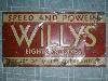 Willys Eights and Sixes Enamel Sign