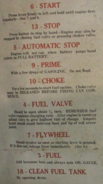 Willys Light Plant Instructions
