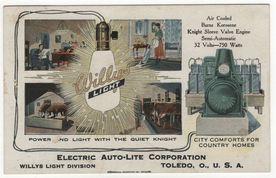 Willys Light Plant Postcard - USA